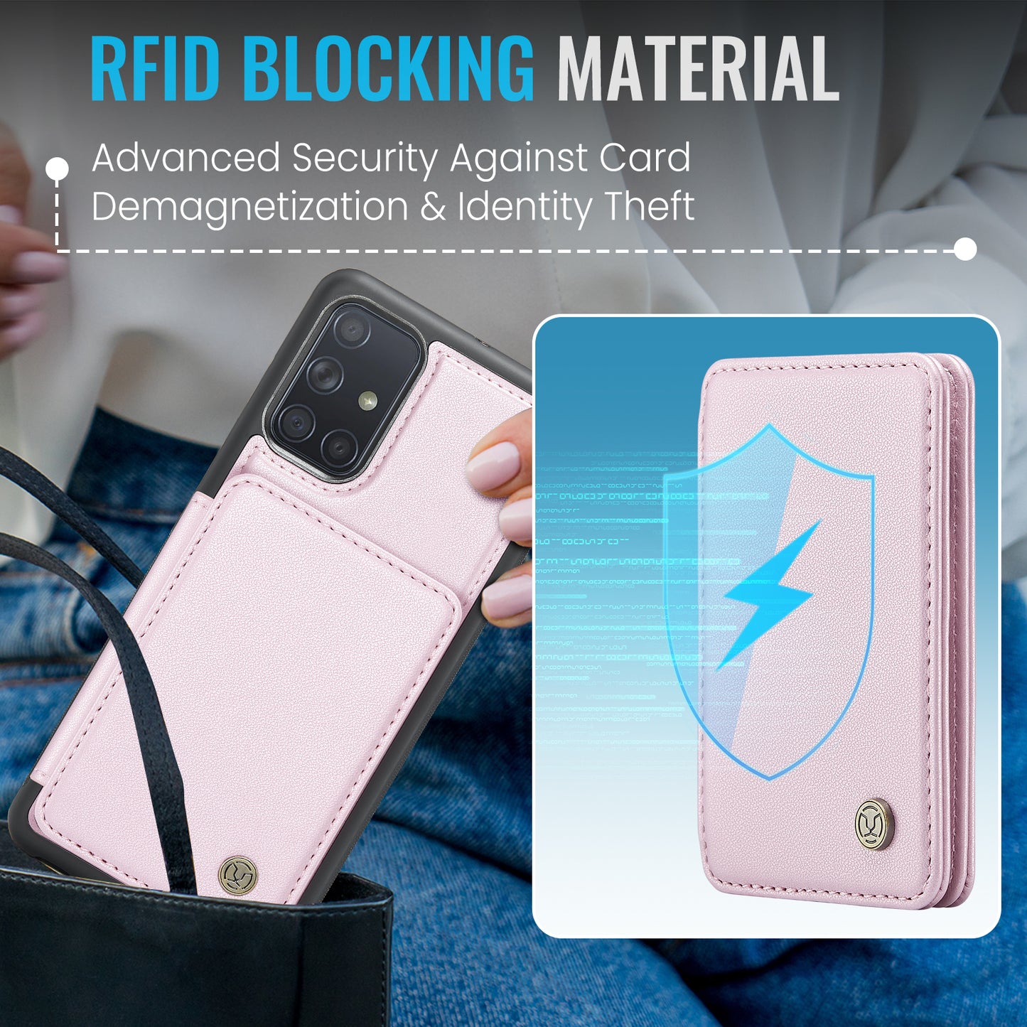 Magnetic Card Holder Galaxy A51 Case Detachable RFID Blocking