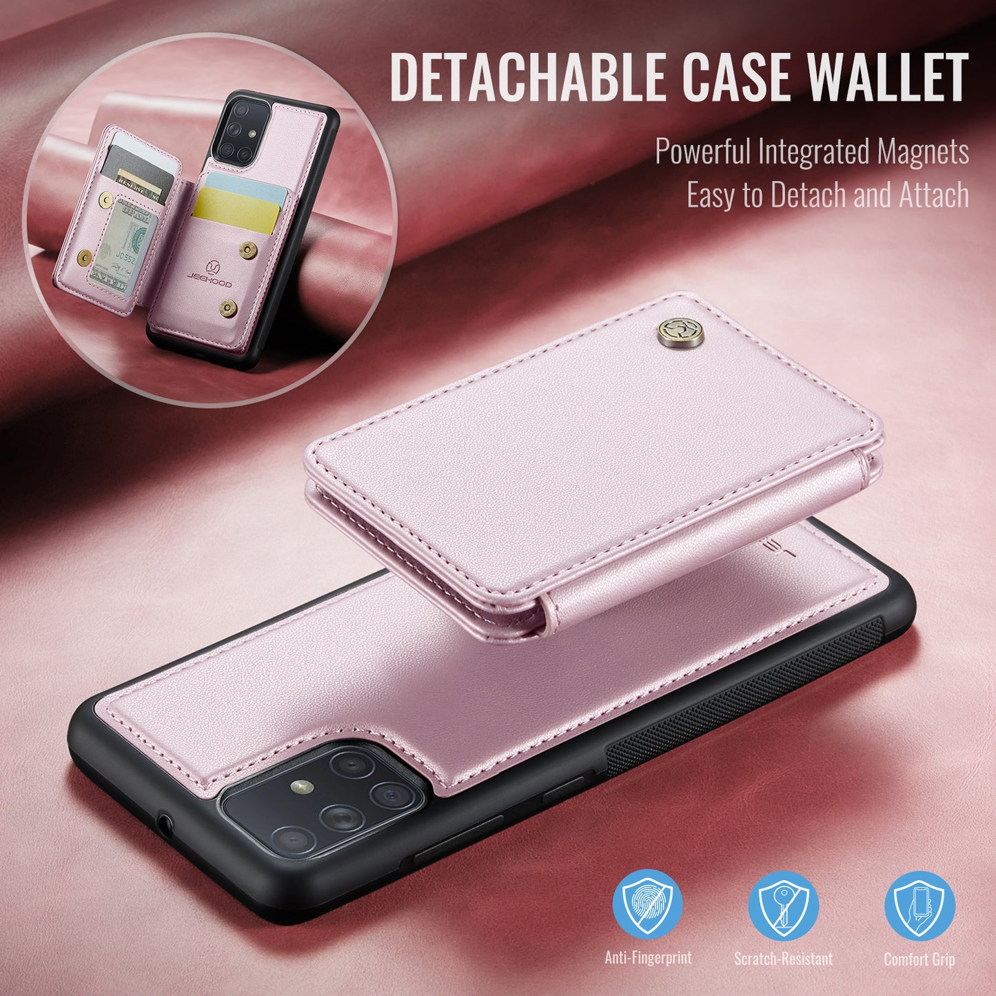 Magnetic Card Holder Galaxy A51 Case Detachable RFID Blocking