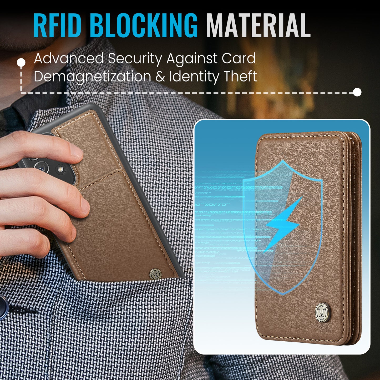 Magnetic Card Holder Galaxy A52 Case Detachable RFID Blocking