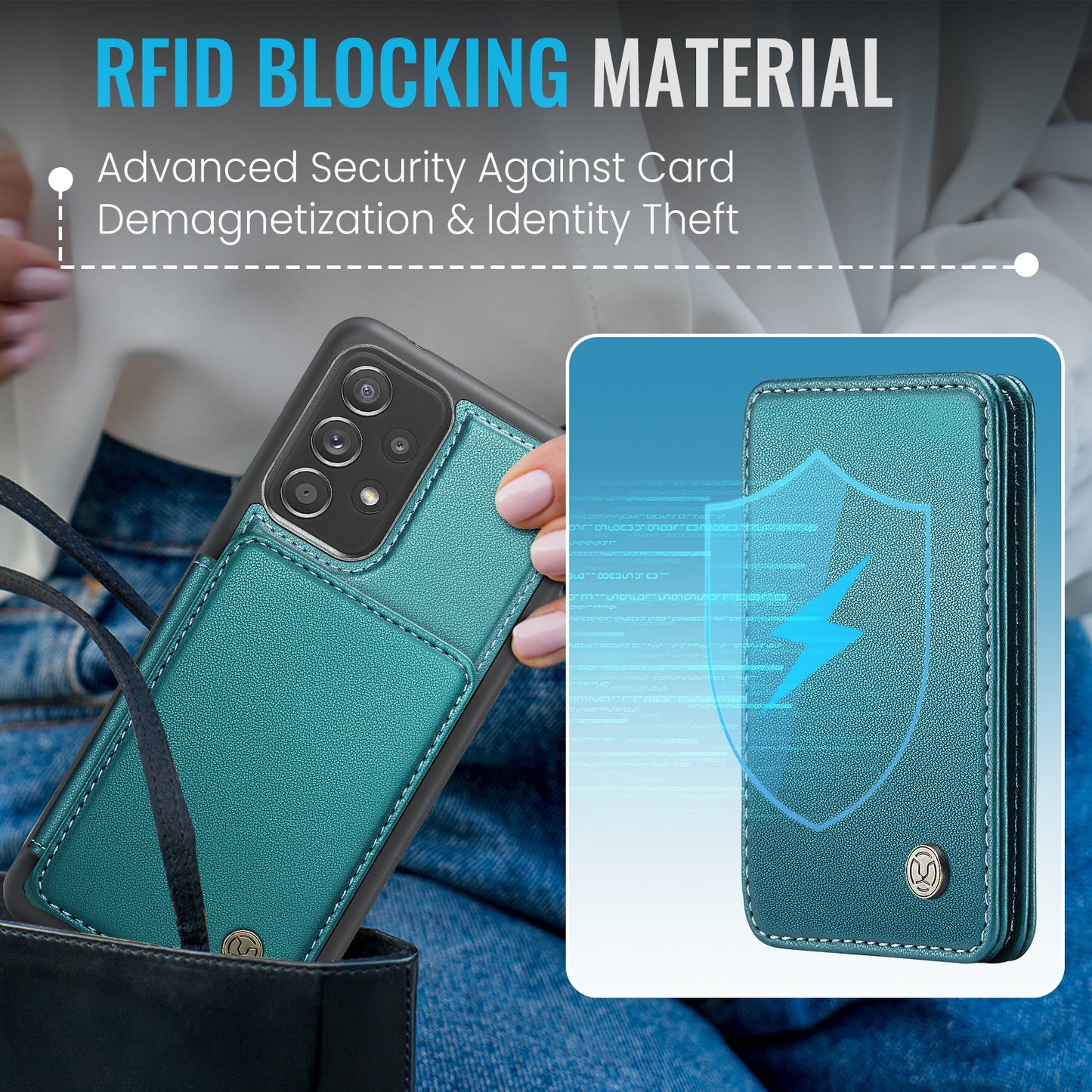 Magnetic Card Holder Galaxy A53 Case Detachable RFID Blocking