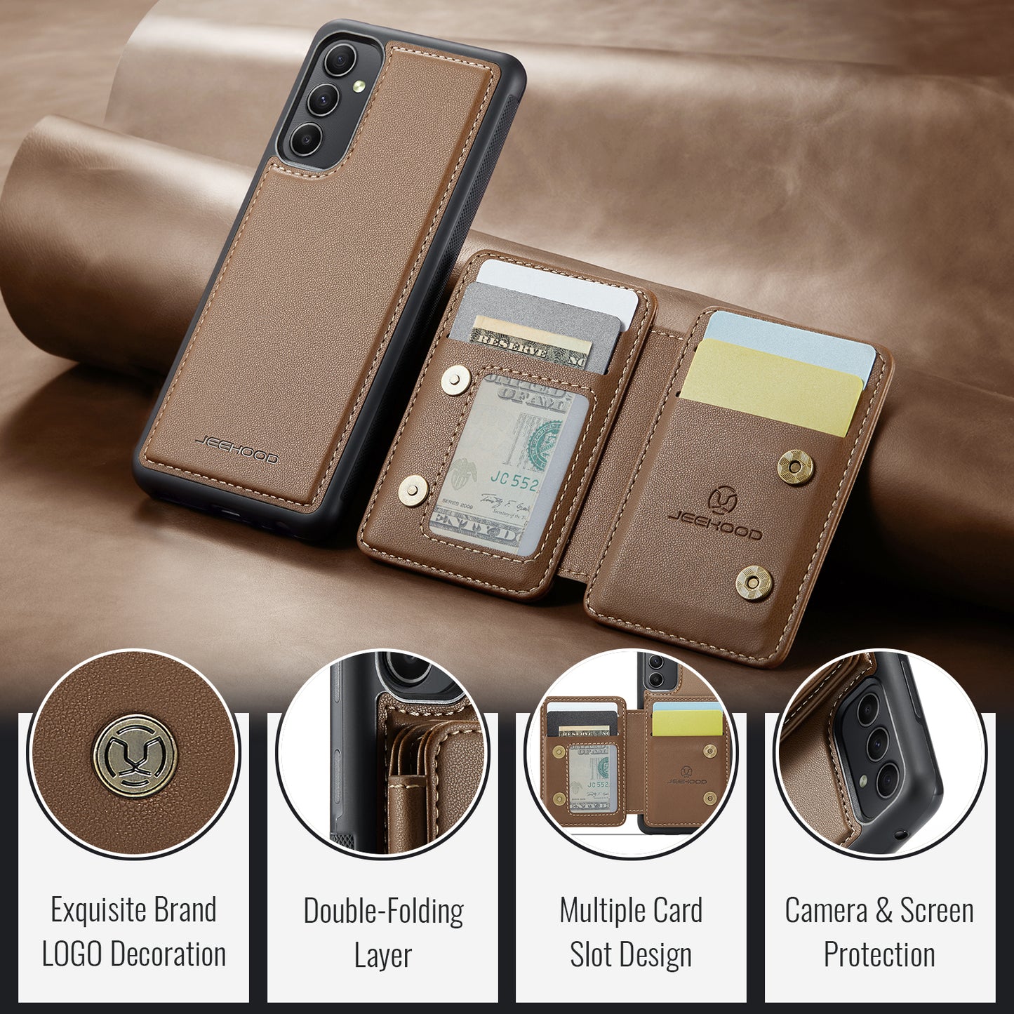 Magnetic Card Holder Galaxy A54 Case Detachable RFID Blocking