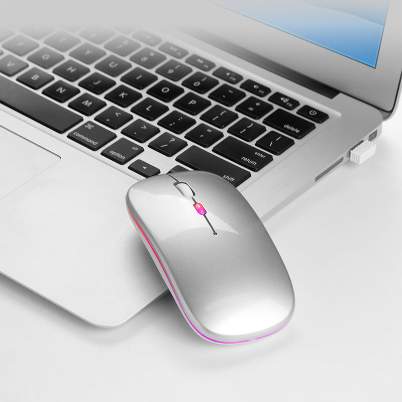 Silent Backlit Wireless Mouse Rechargeable Bluetooths Dual Office