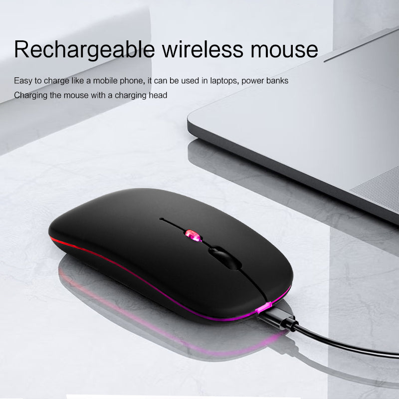 Silent Backlit Wireless Mouse Rechargeable Bluetooths Dual Office