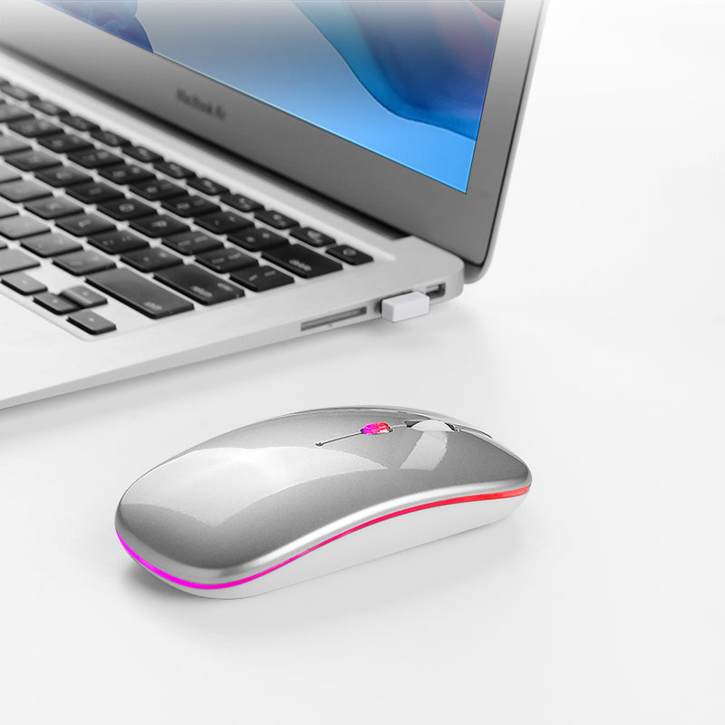 Silent Backlit Wireless Mouse Rechargeable Bluetooths Dual Office