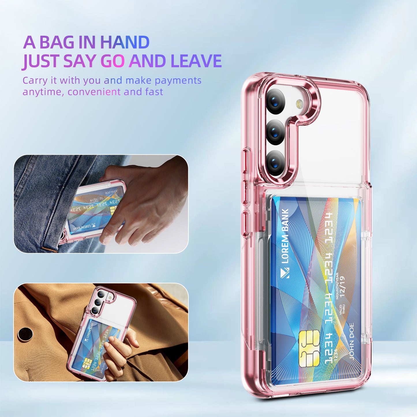 Transparent Card Holder Galaxy S22+ Case Flip Back