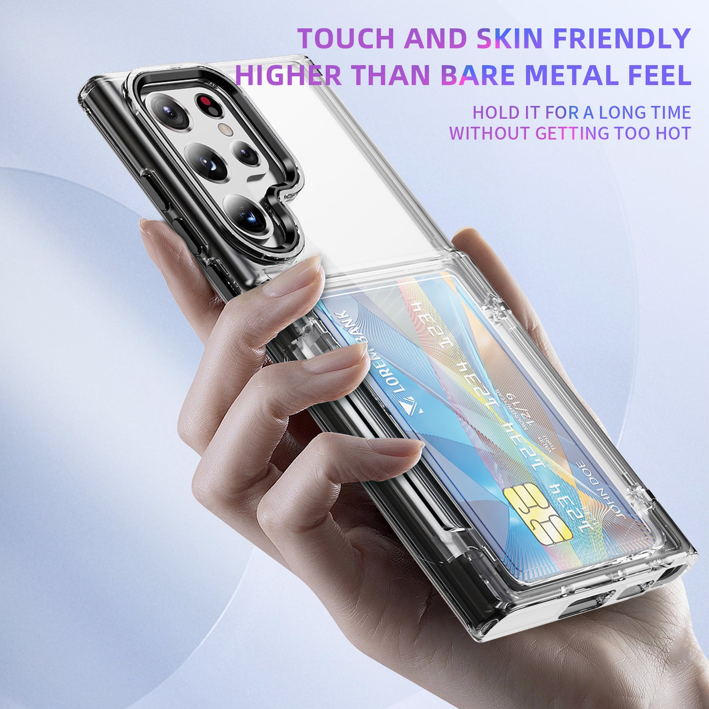 Transparent Card Holder Galaxy S22 Ultra Case Flip Back