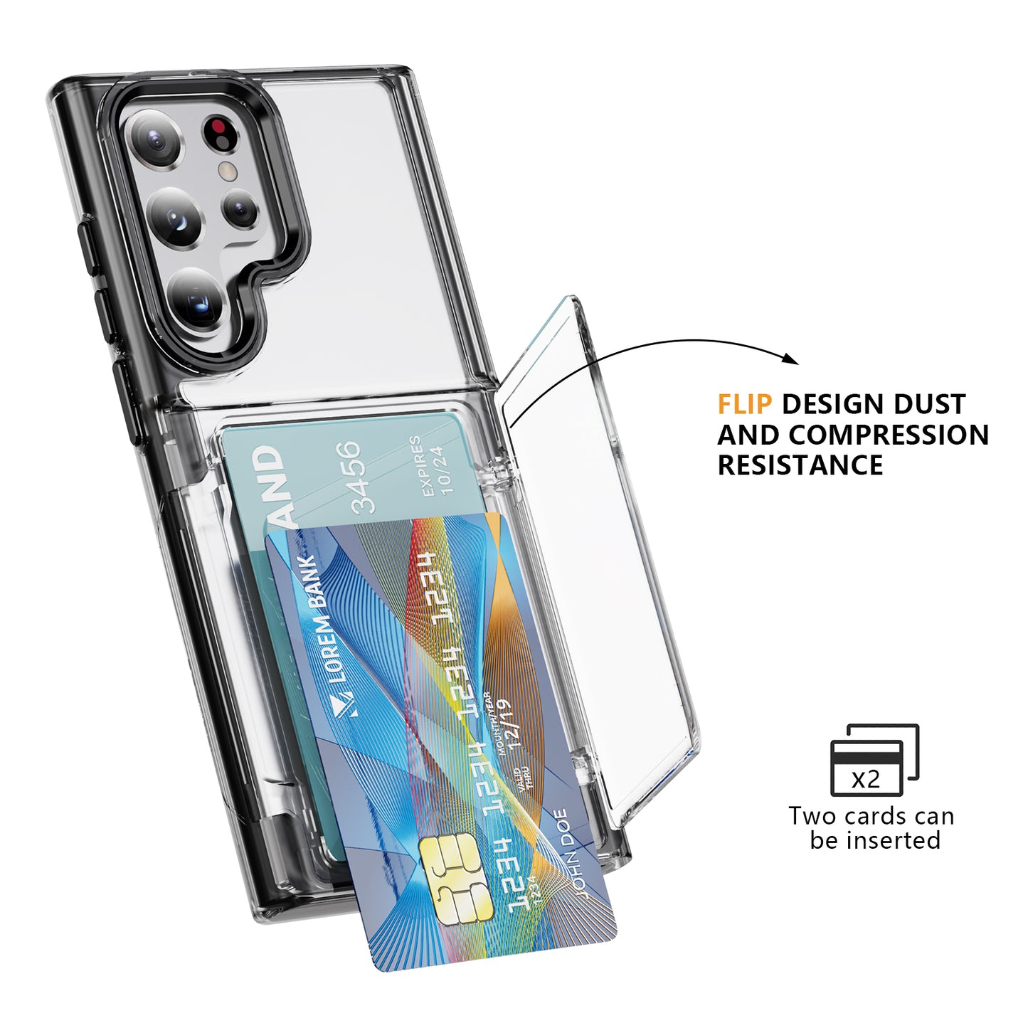 Transparent Card Holder Galaxy S22 Ultra Case Flip Back