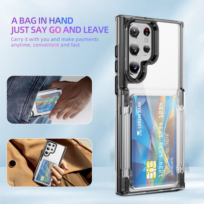 Transparent Card Holder Galaxy S22 Ultra Case Flip Back