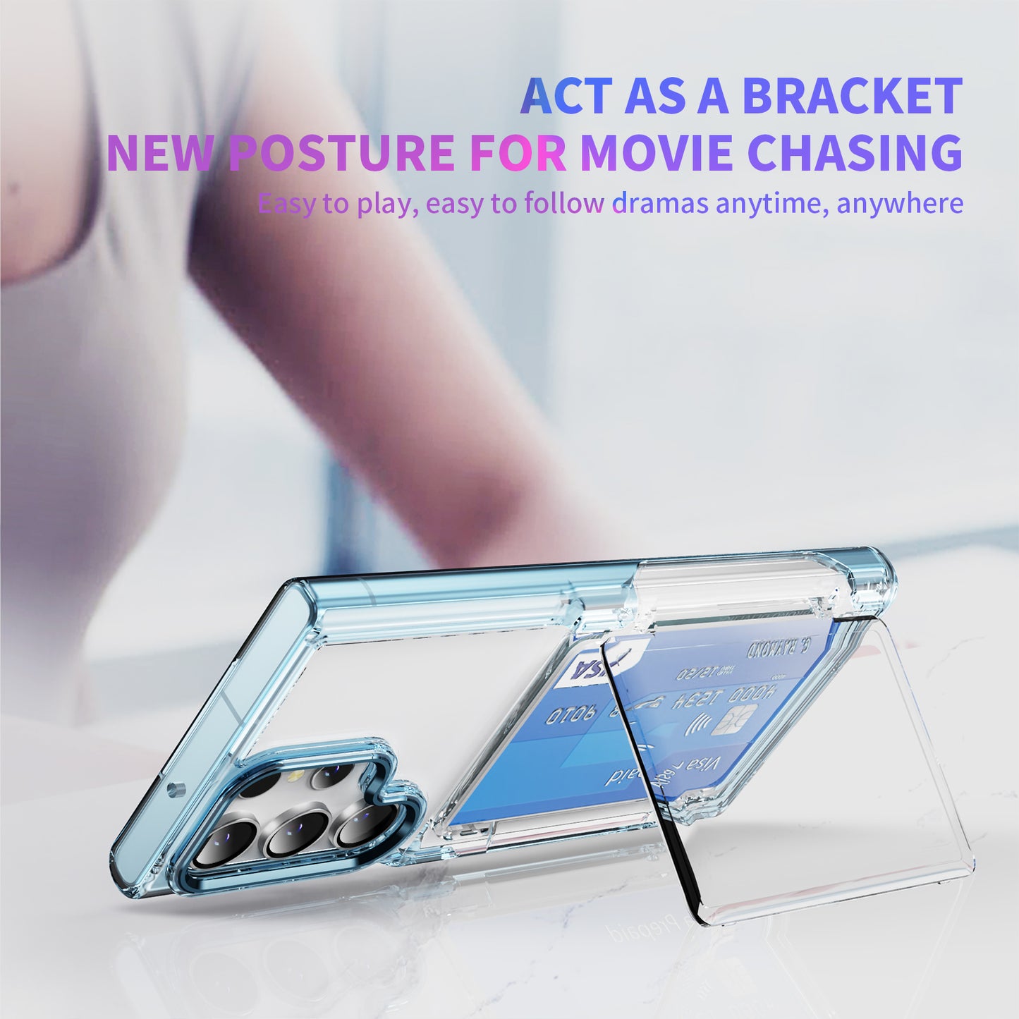 Transparent Card Holder Galaxy S23 Ultra Case Flip Back