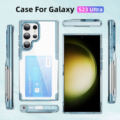 Transparent Card Holder Galaxy S23 Ultra Case Flip Back