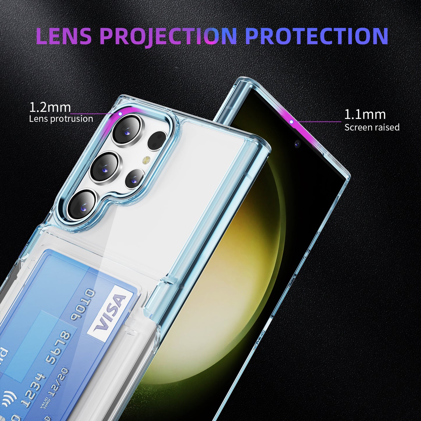 Transparent Card Holder Galaxy S23 Ultra Case Flip Back