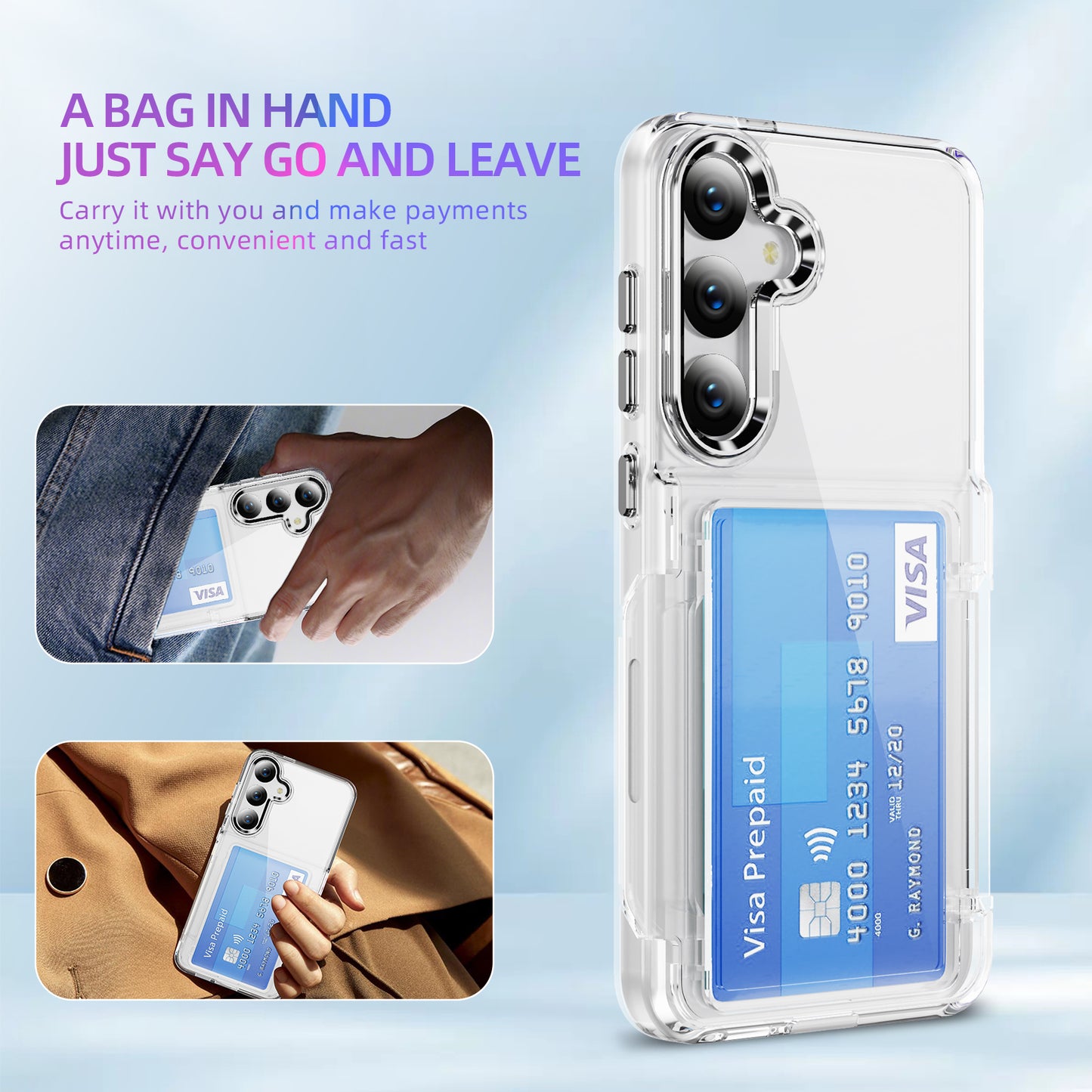 Transparent Card Holder Galaxy S24+ Case Flip Back