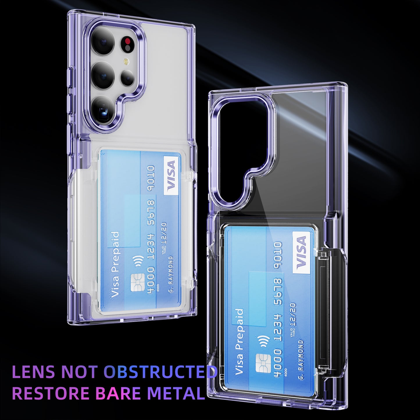 Transparent Card Holder Galaxy S24 Ultra Case Flip Back