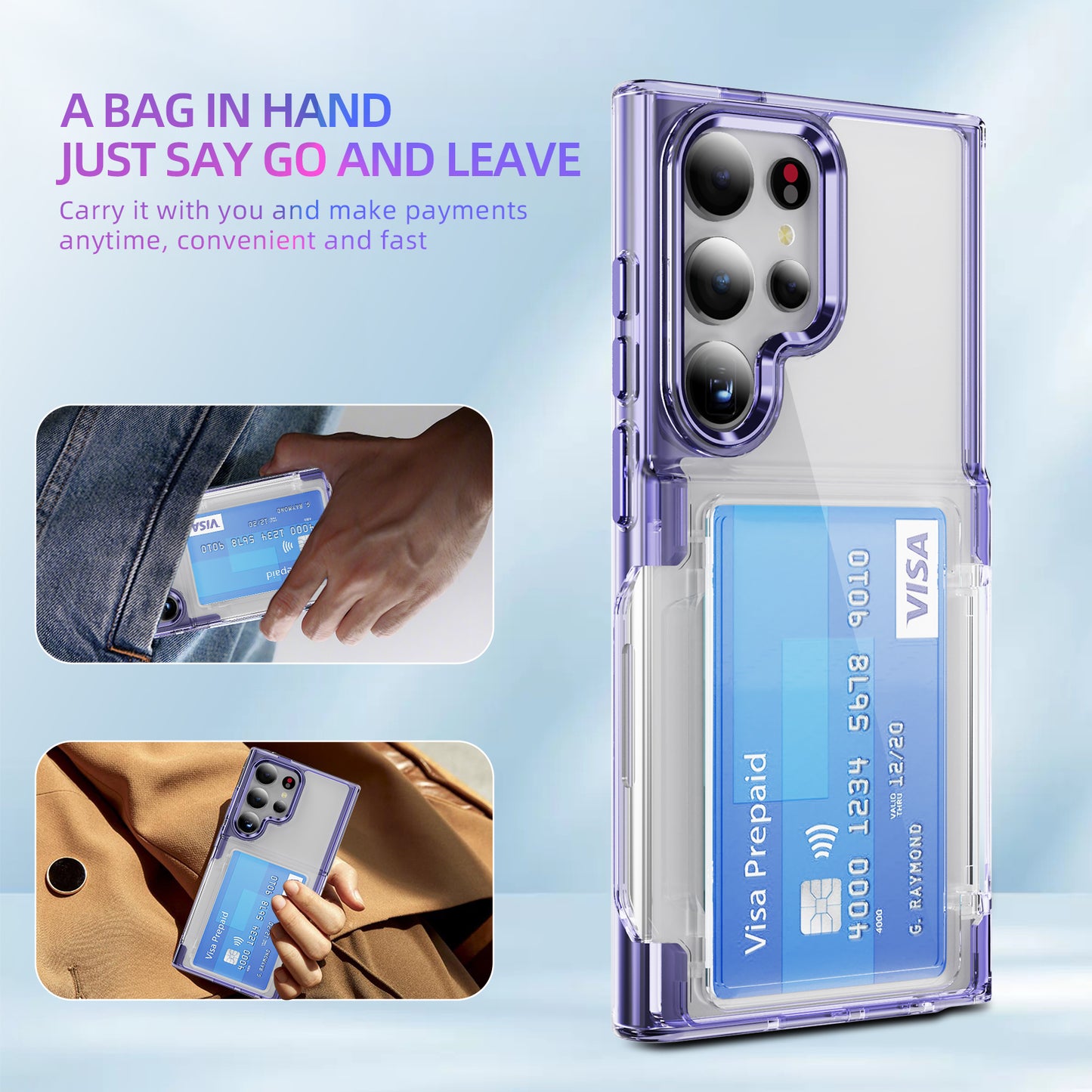 Transparent Card Holder Galaxy S24 Ultra Case Flip Back