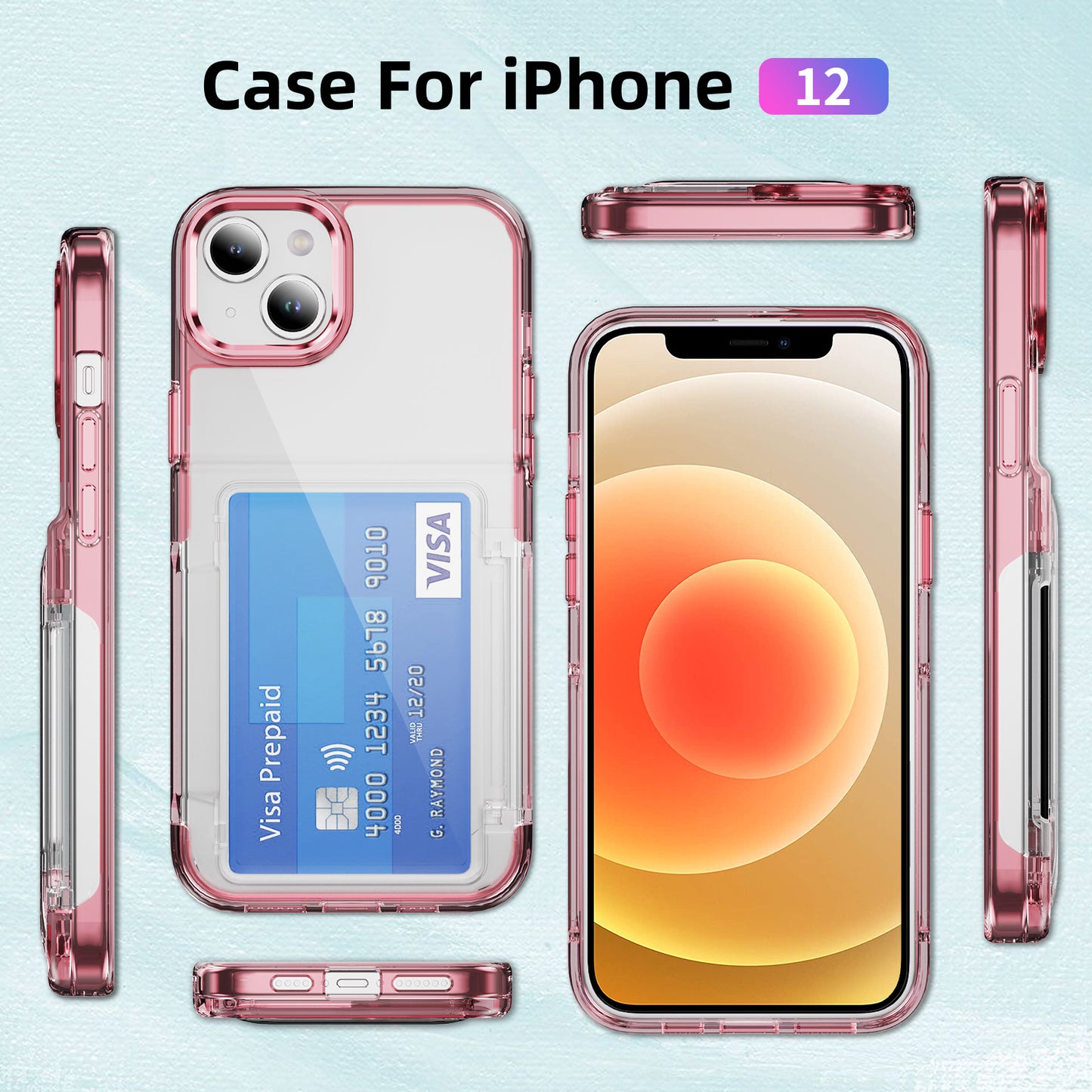 Transparent Card Holder iPhone 12 Case Flip Back