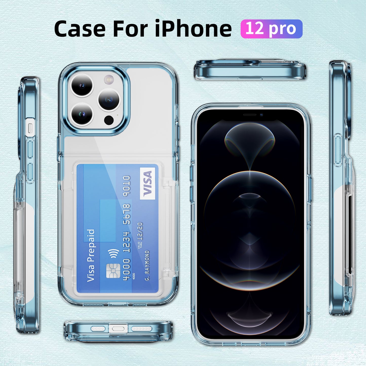 Transparent Card Holder iPhone 12 Pro Case Flip Back