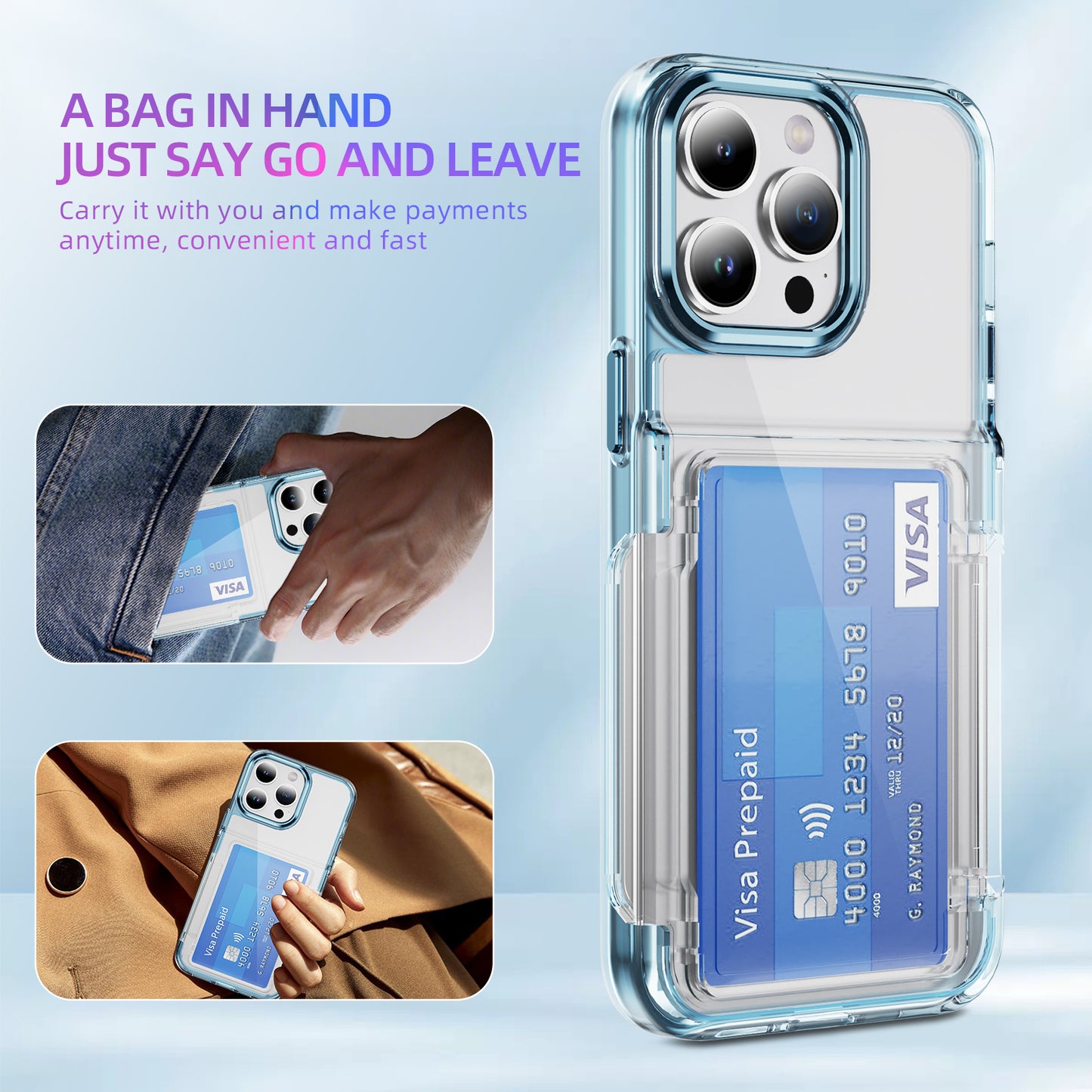 Transparent Card Holder iPhone 12 Pro Case Flip Back