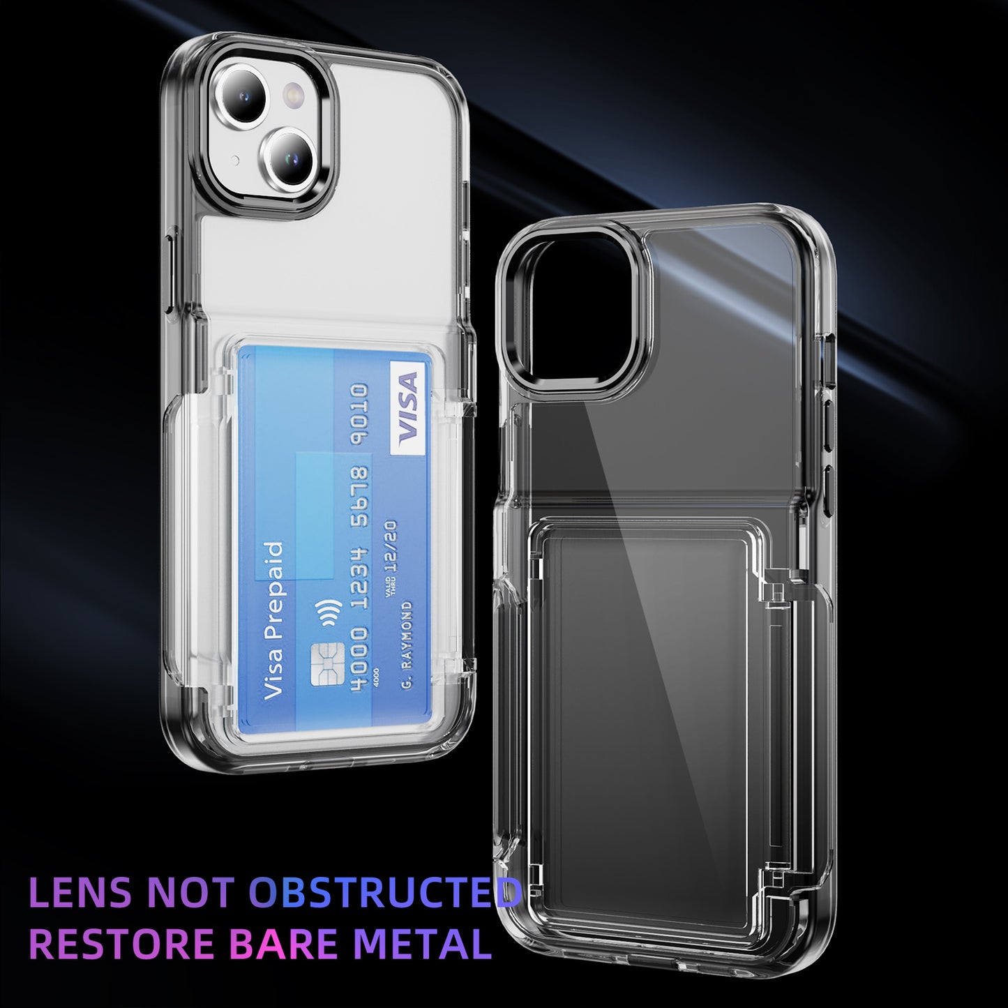 Transparent Card Holder iPhone 13 Case Flip Back