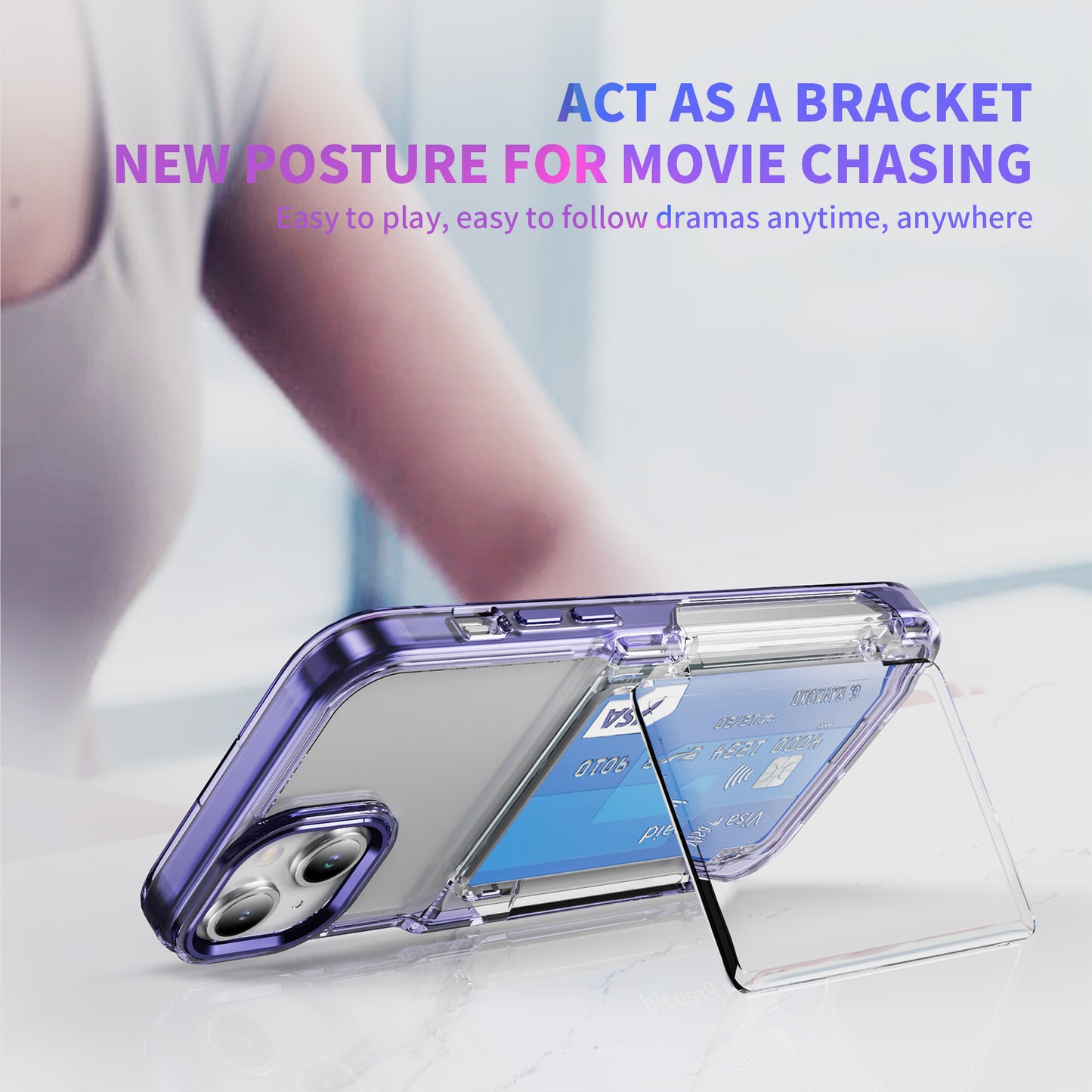 Transparent Card Holder iPhone 14 Case Flip Back