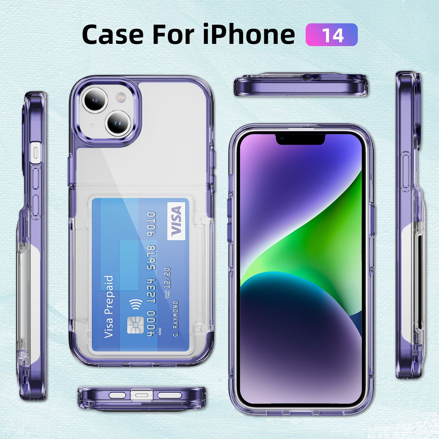 Transparent Card Holder iPhone 14 Case Flip Back