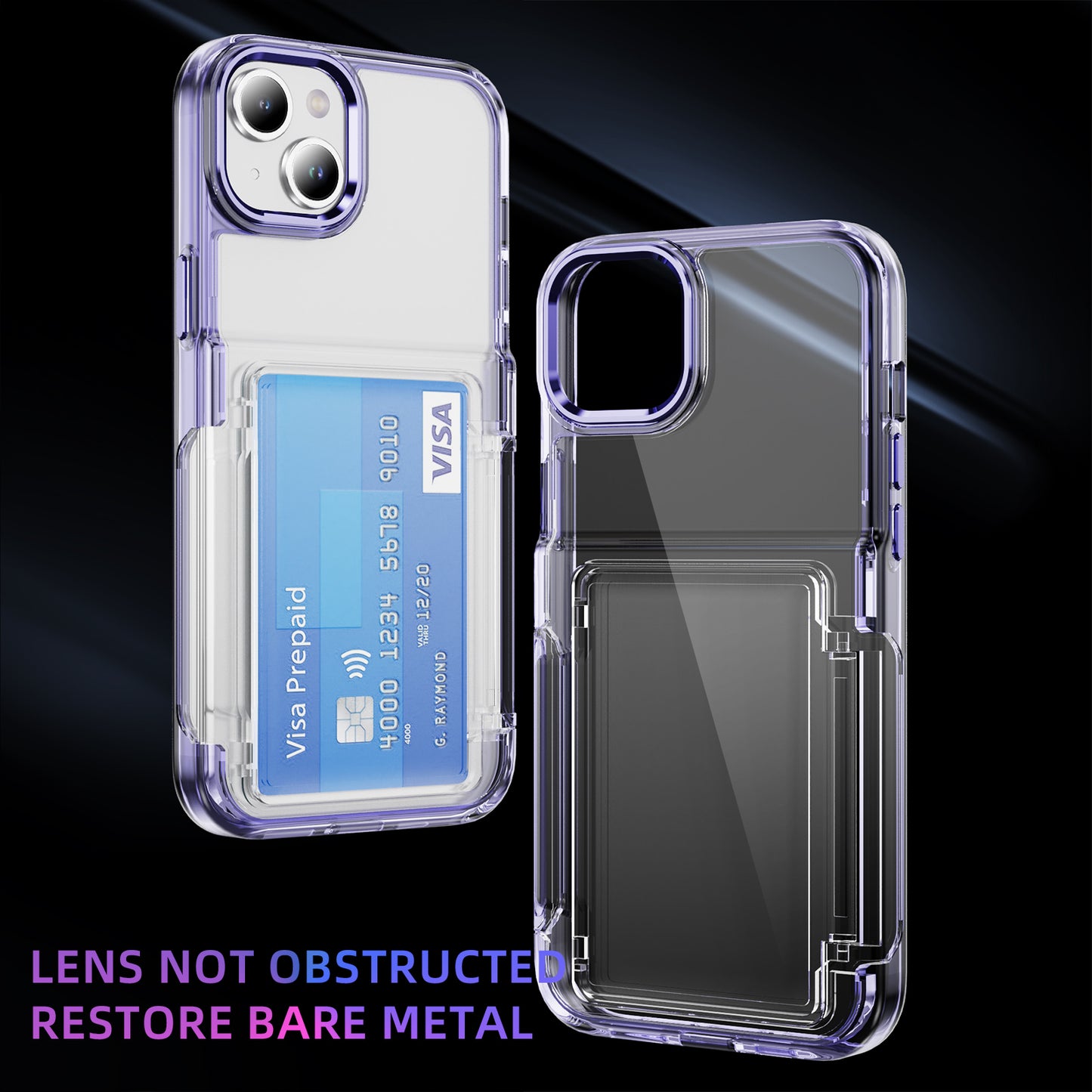 Transparent Card Holder iPhone 14 Case Flip Back