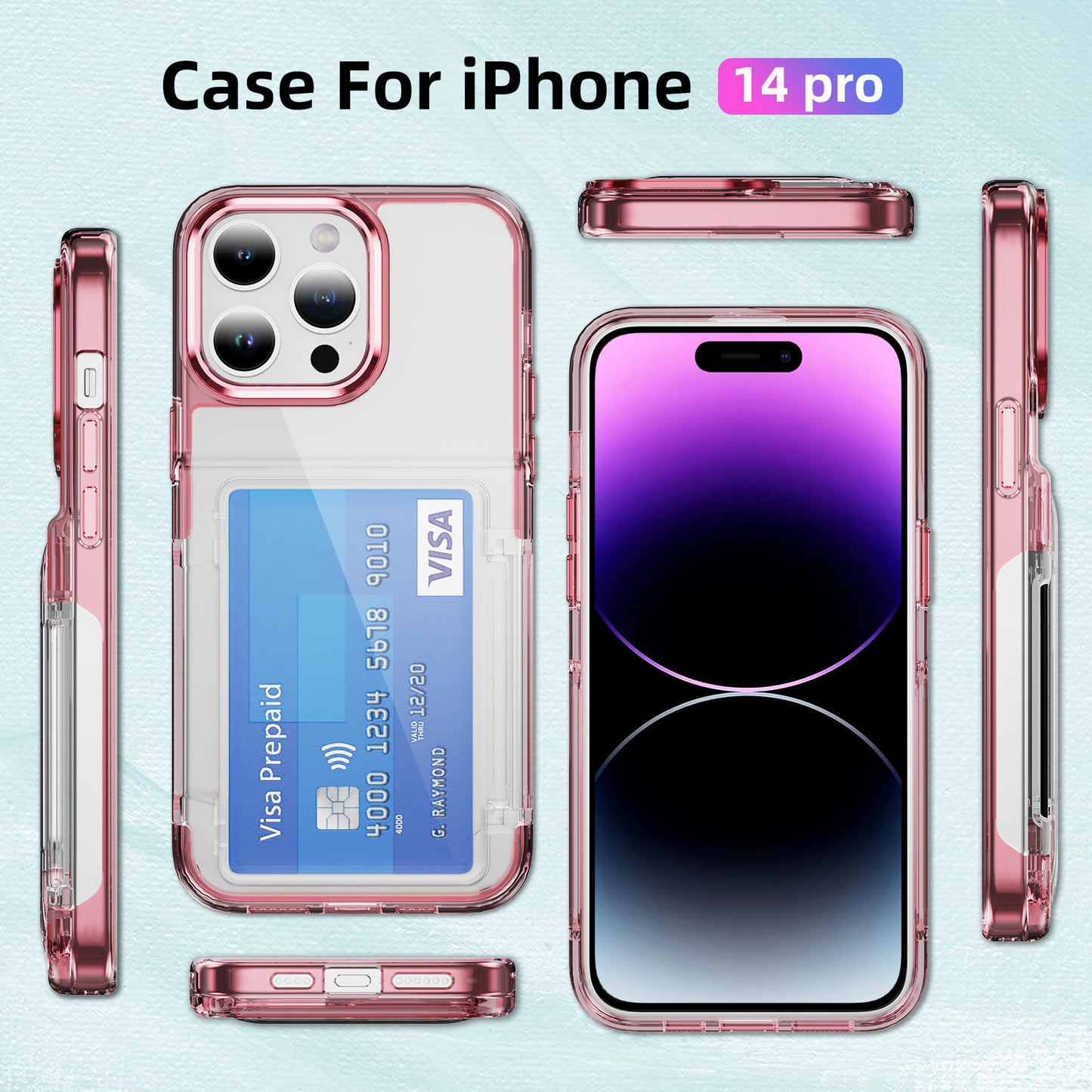 Transparent Card Holder iPhone 14 Pro Case Flip Back