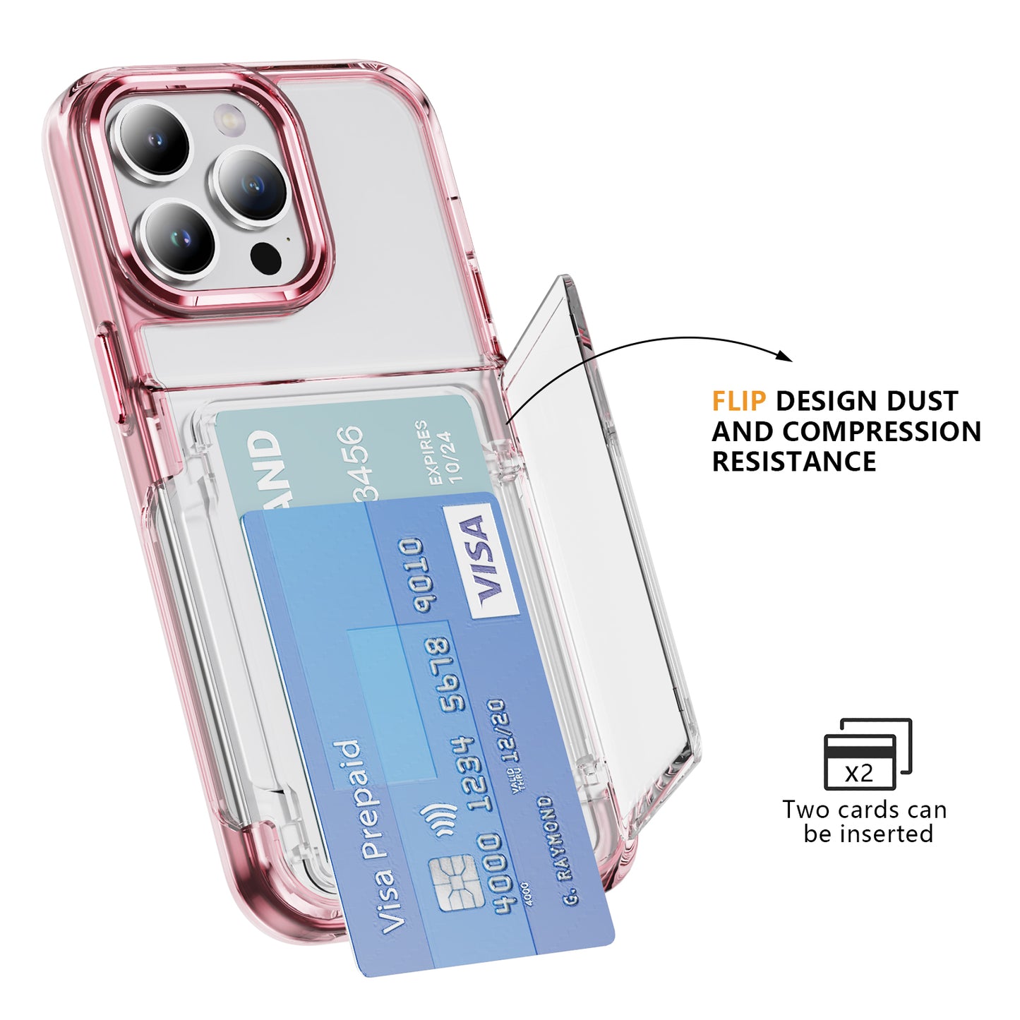 Transparent Card Holder iPhone 14 Pro Case Flip Back