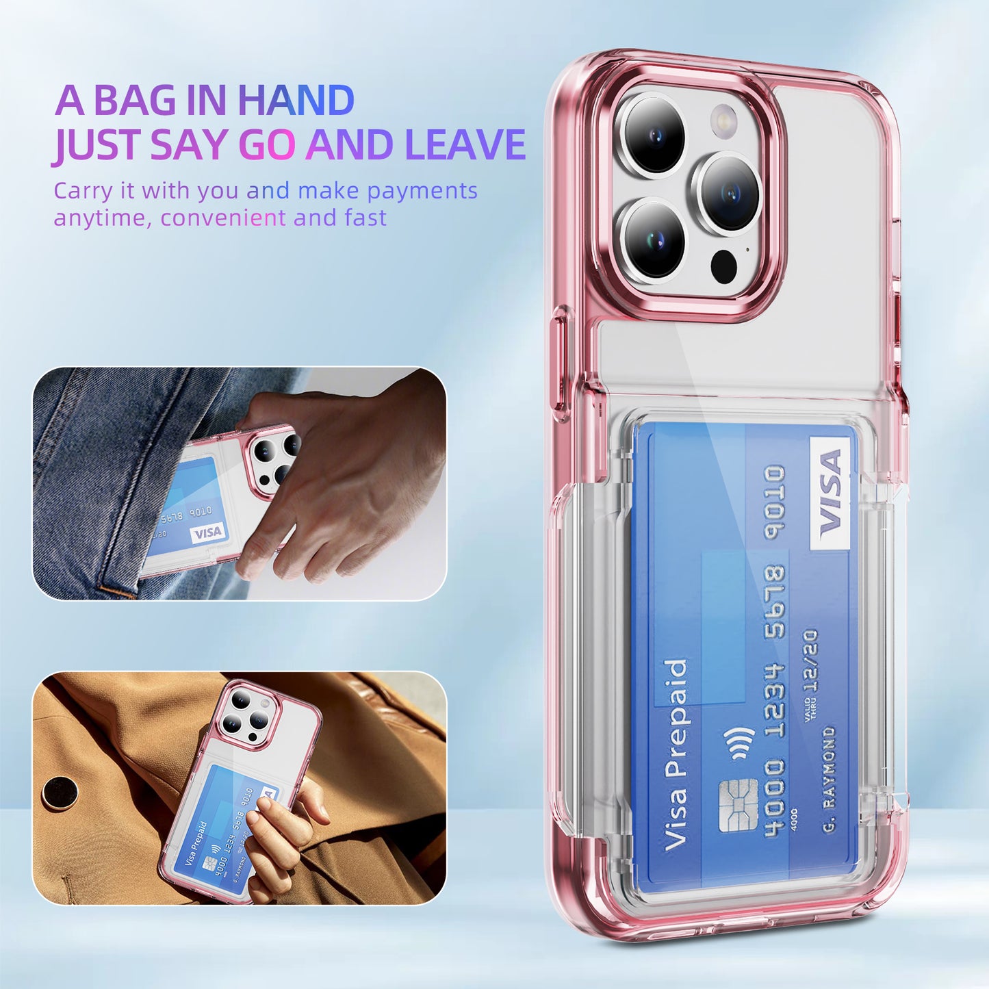 Transparent Card Holder iPhone 14 Pro Case Flip Back