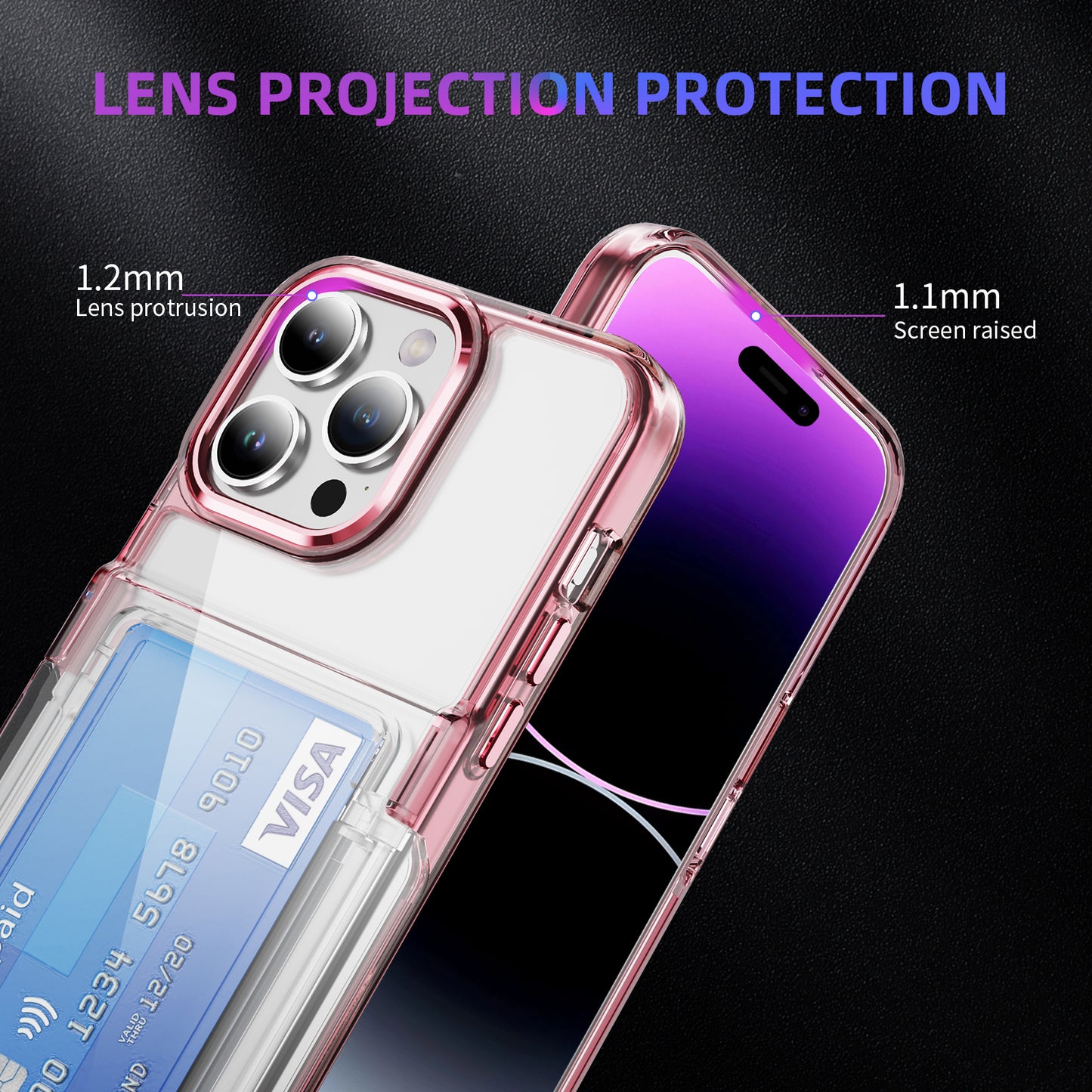 Transparent Card Holder iPhone 14 Pro Case Flip Back