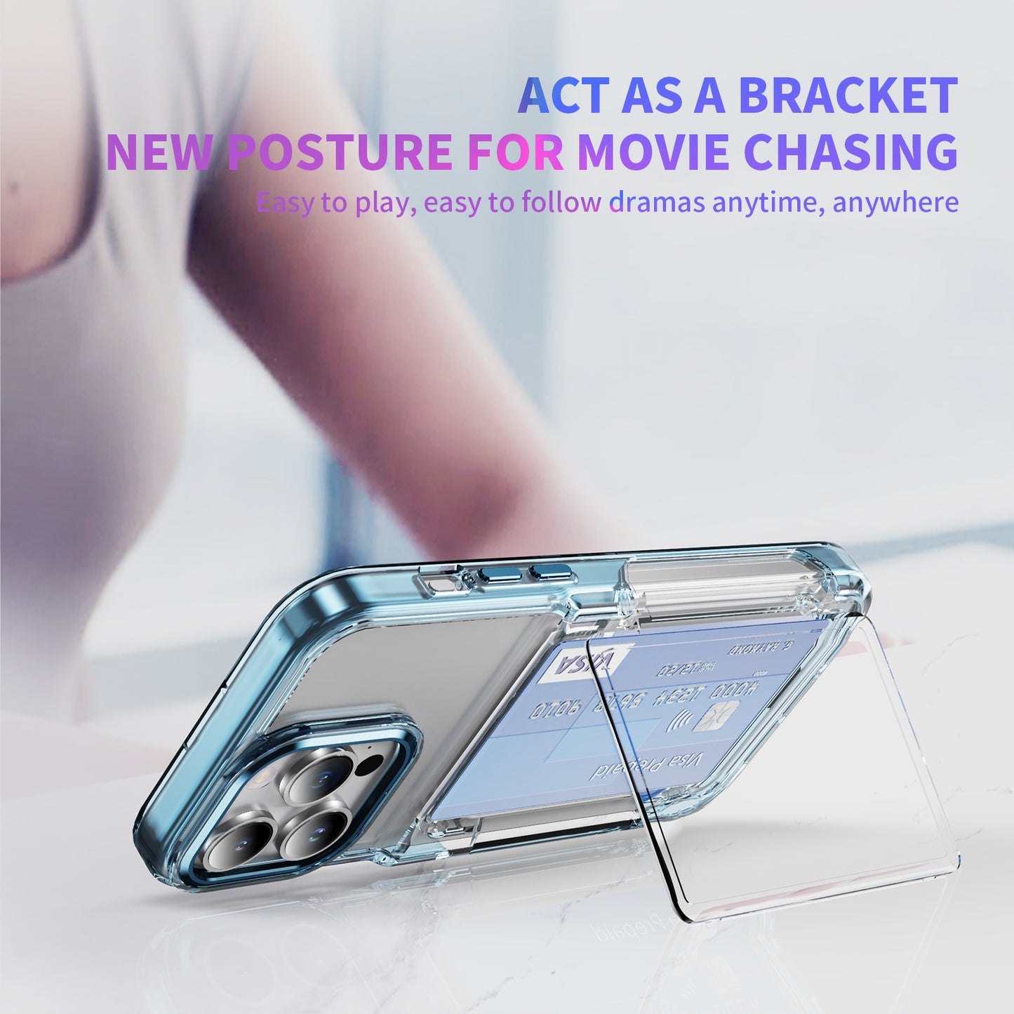 Transparent Card Holder iPhone 15 Pro Case Flip Back