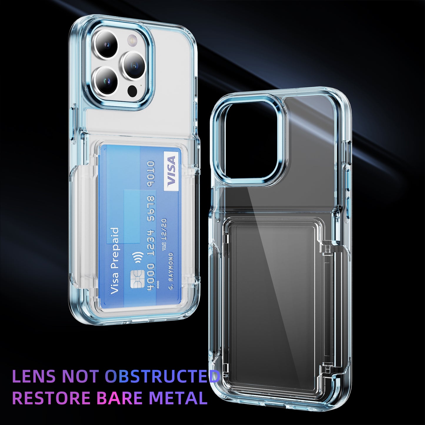 Transparent Card Holder iPhone 15 Pro Case Flip Back