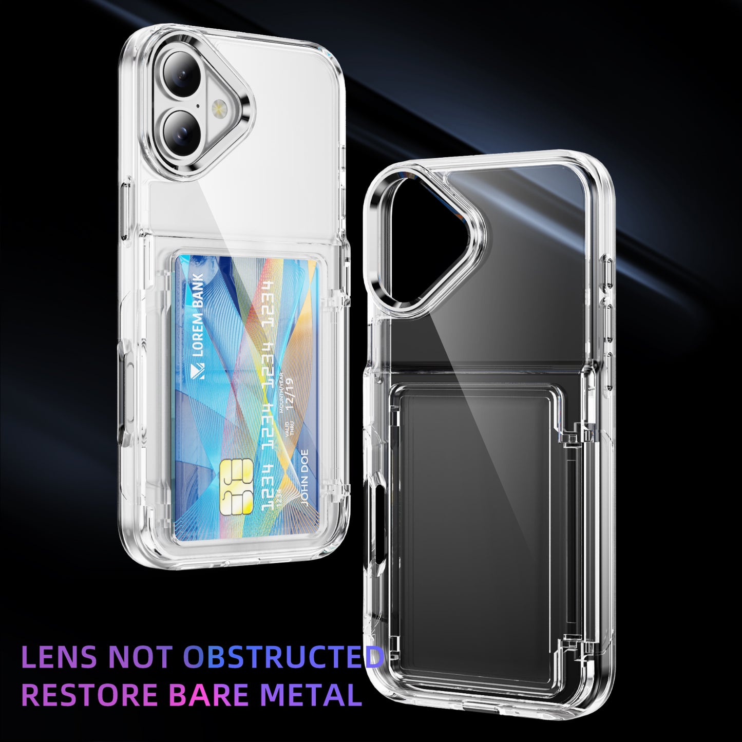 Transparent Card Holder iPhone 16 Plus Case Flip Back