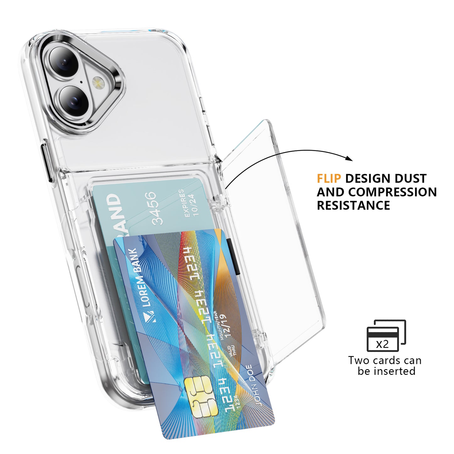 Transparent Card Holder iPhone 16 Plus Case Flip Back