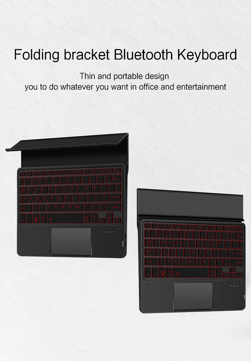 Portable Leather Fold Kickstand Wireless Bluetooth Keyboard Backlit