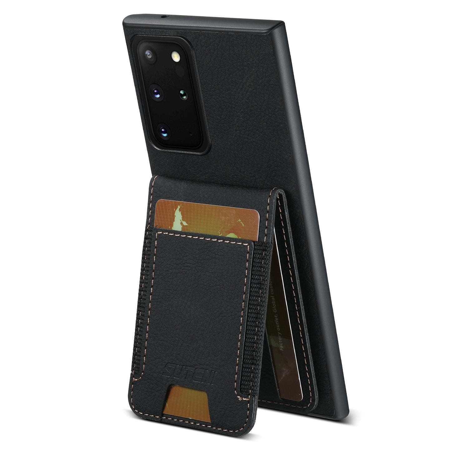 Litchi Leather Galaxy Note20 Ultra Case Card Holder Elastic Bandage