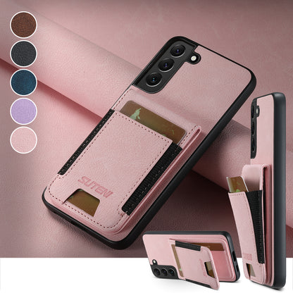 Litchi Leather Galaxy S22+ Case Card Holder Elastic Bandage