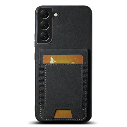 Litchi Leather Galaxy S22+ Case Card Holder Elastic Bandage