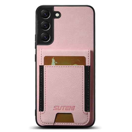 Litchi Leather Galaxy S22+ Case Card Holder Elastic Bandage