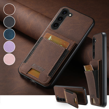 Litchi Leather Galaxy S23+ Case Card Holder Elastic Bandage