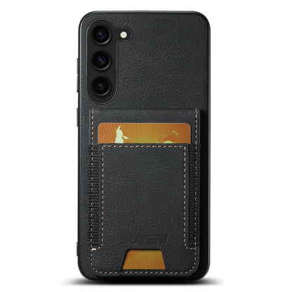 Litchi Leather Galaxy S23+ Case Card Holder Elastic Bandage