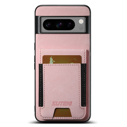 Litchi Leather Google Pixel 8 Pro Case Card Holder Elastic Bandage