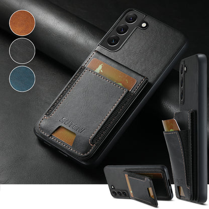 Oil Wax Leather Galaxy S22+ Case Card Holder Elastic Bandage