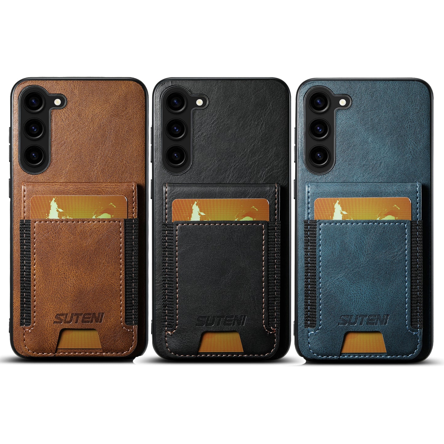 Oil Wax Leather Galaxy S24+ Case Card Holder Elastic Bandage