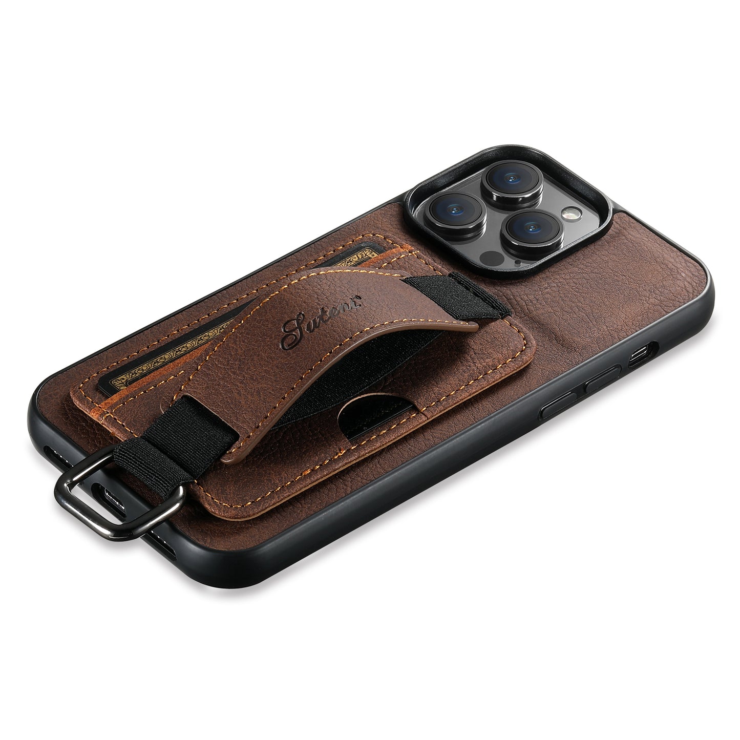 Lichi Leather Card Holder iPhone 13 Case Wristband