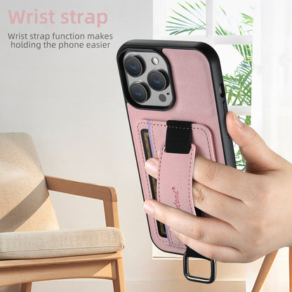 Lichi Leather Card Holder iPhone 16 Case Wristband