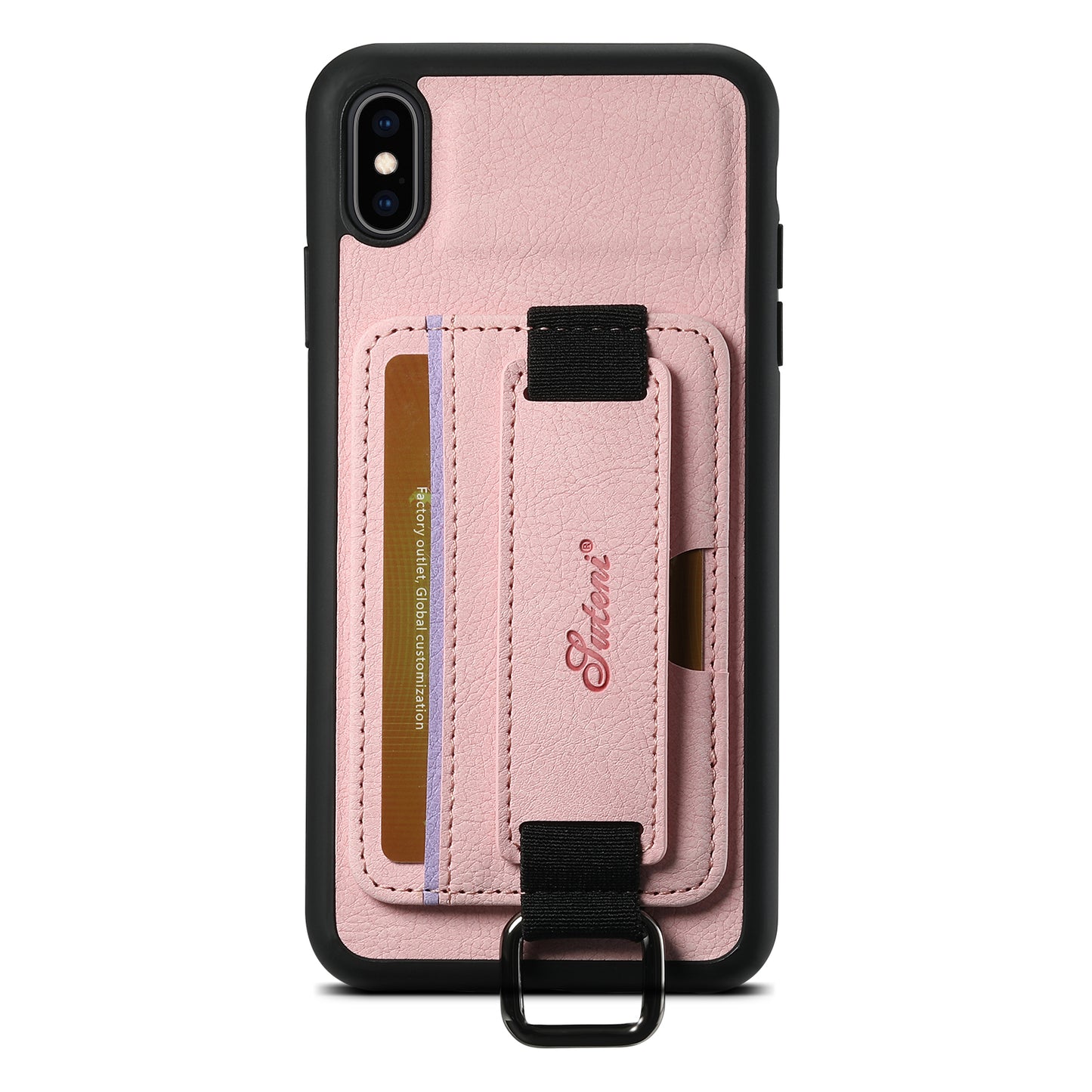 Lichi Leather Card Holder iPhone Xs Max Case Wristband