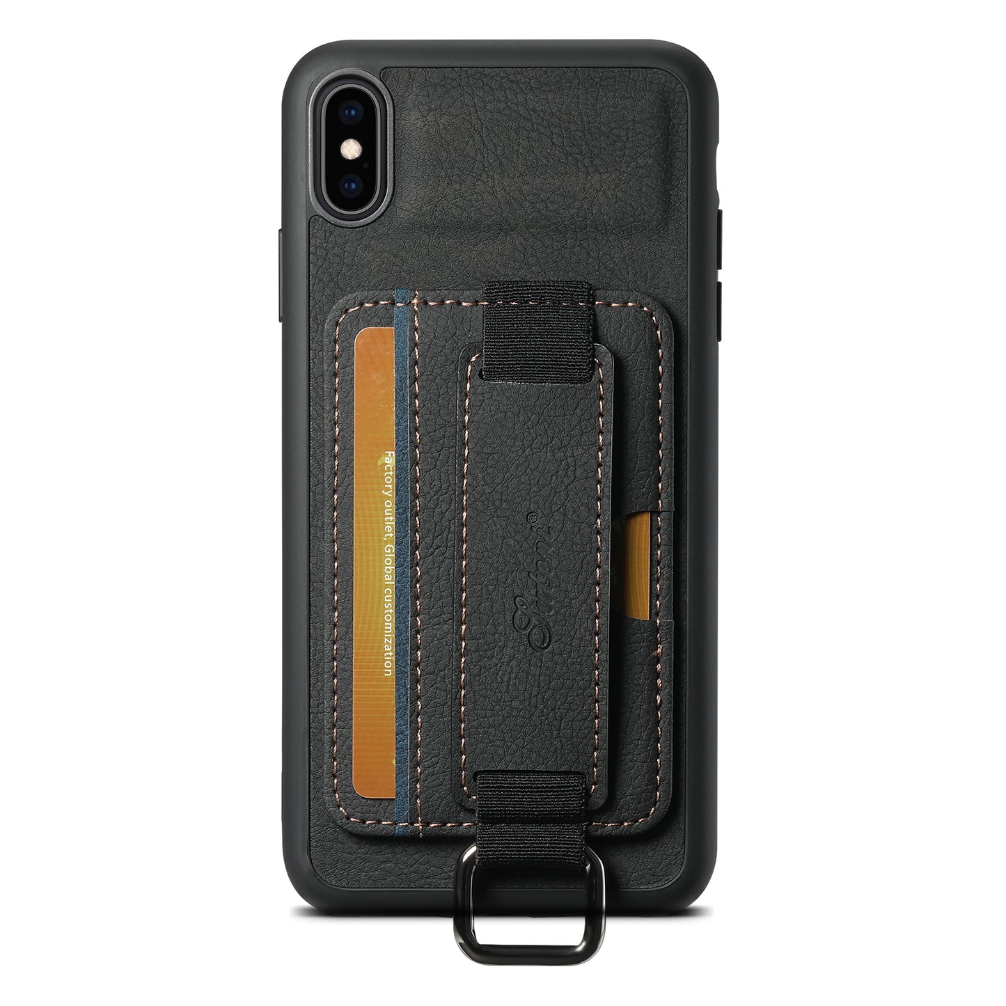 Lichi Leather Card Holder iPhone Xs Max Case Wristband