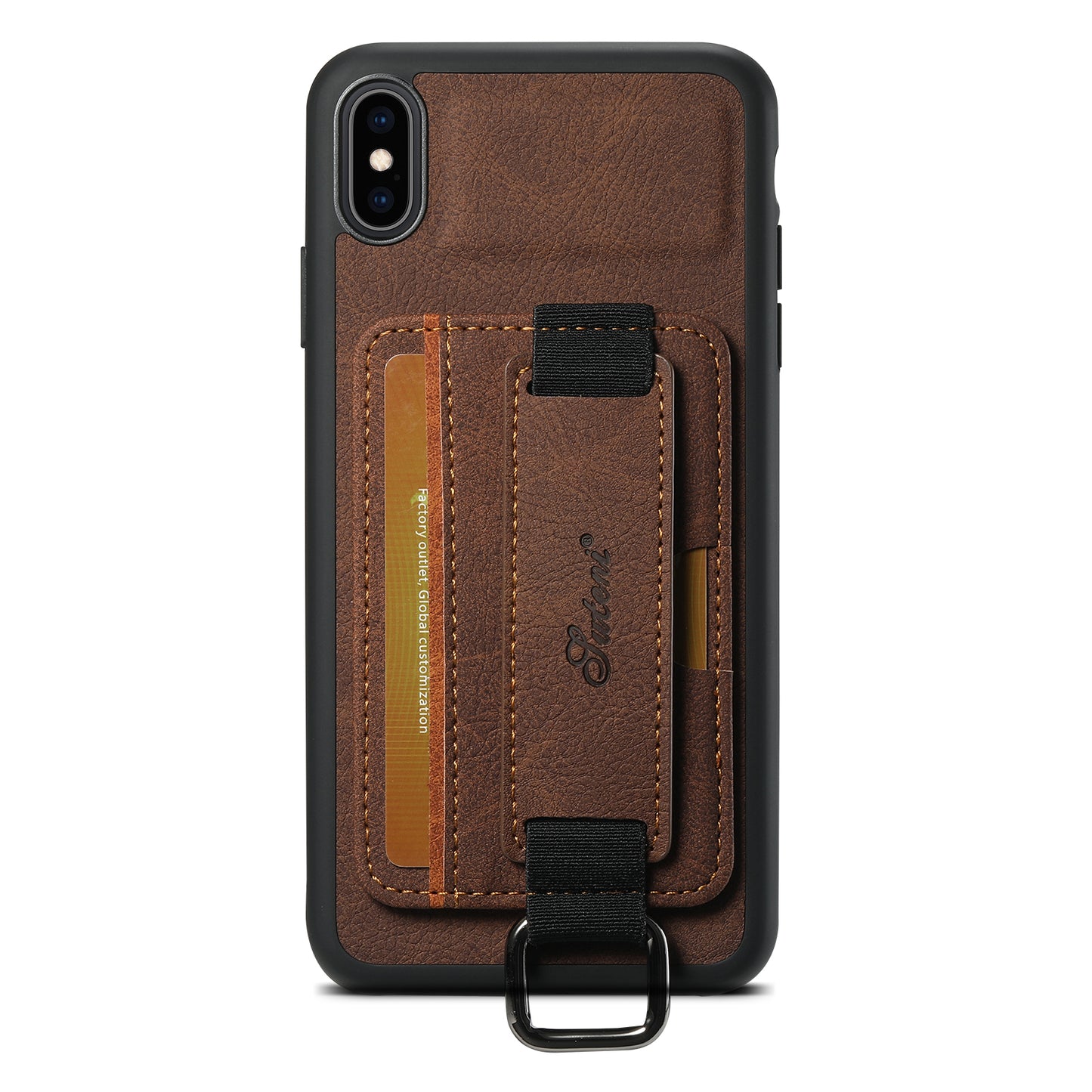 Lichi Leather Card Holder iPhone XR Case Wristband