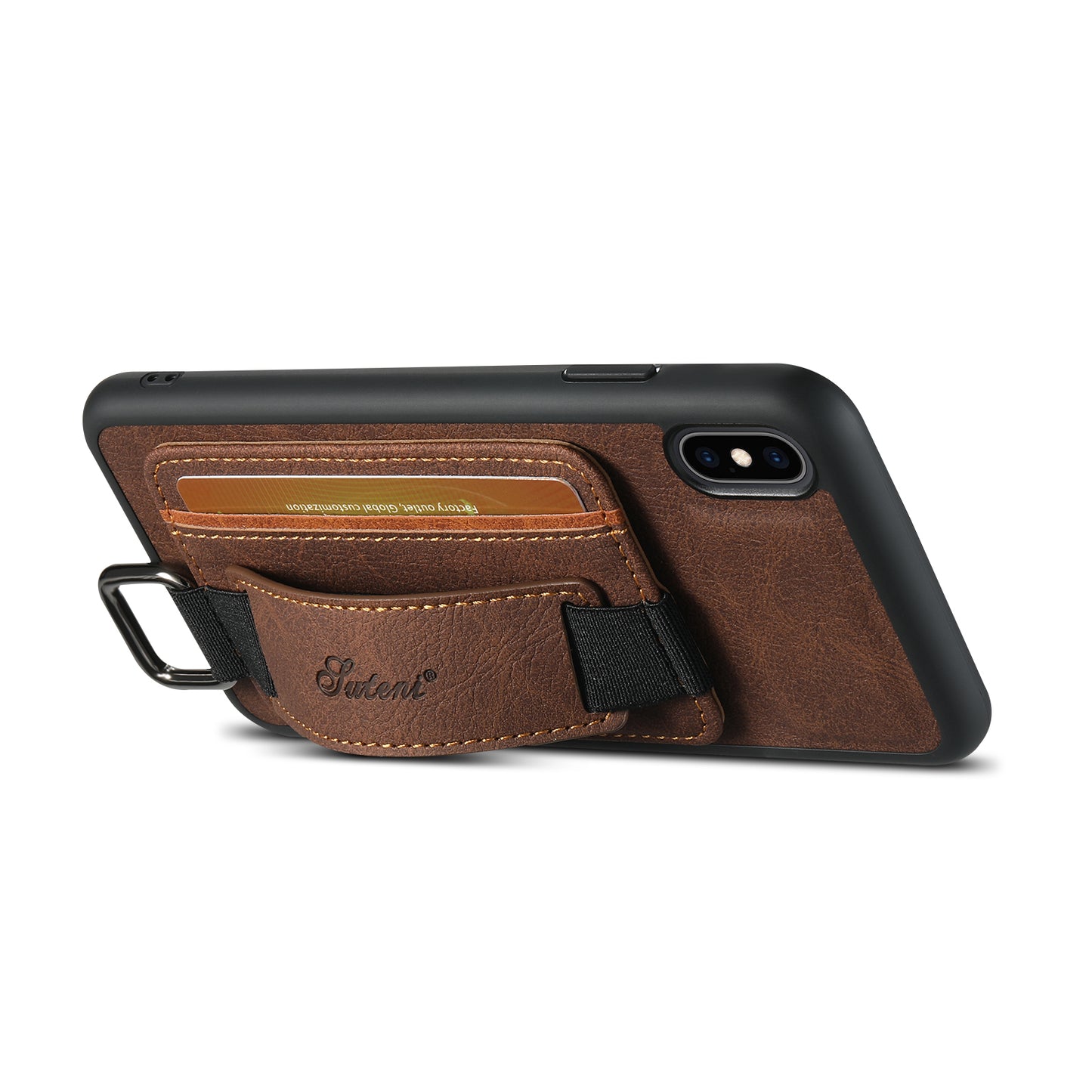 Lichi Leather Card Holder iPhone XR Case Wristband