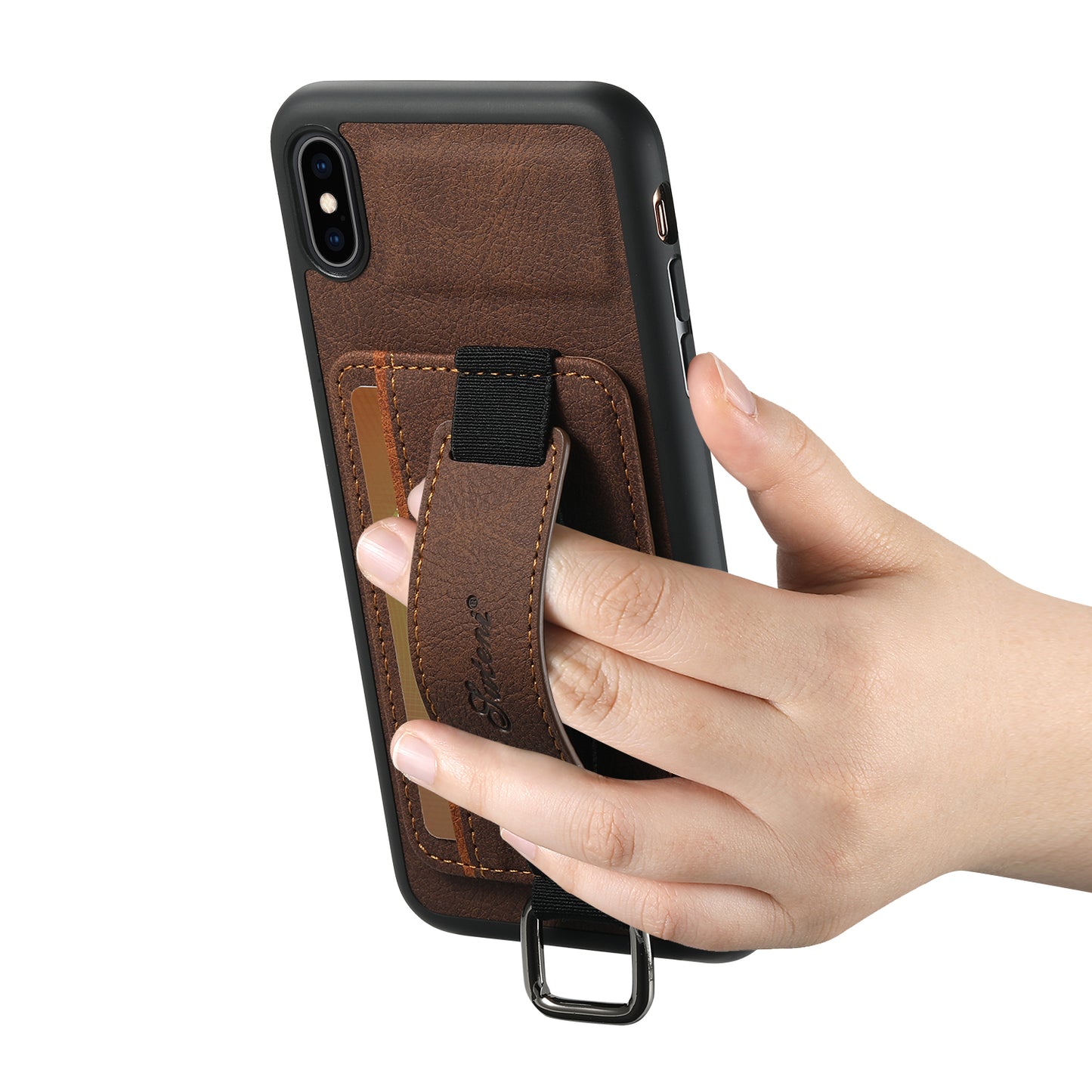 Lichi Leather Card Holder iPhone XR Case Wristband